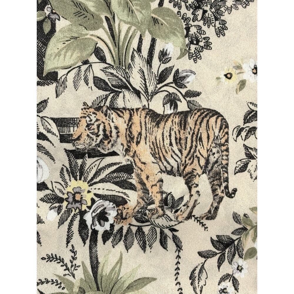 Anatara Tiger Jungle Birds Window Curtains Panels Drapes 84” Slight Satin Finish